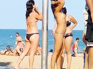 Hot babes in bikinis snooping around a beach house, indulging in some naughty fun on webcam. Big tits xxx action ensues.